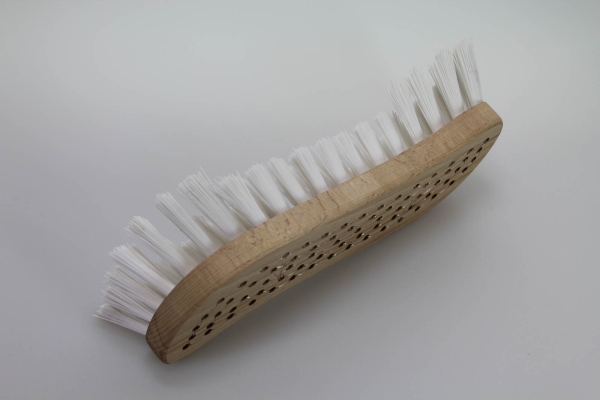 Scheuerbürste / Nylon weich, weiß, Holzkörper